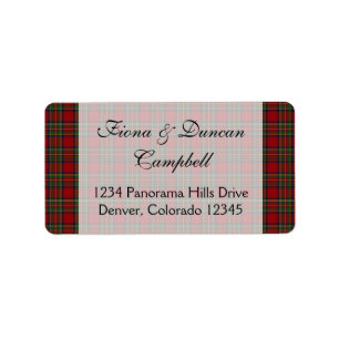 Schotse Royal Stuart Tartan Retouradreslabel Etiket