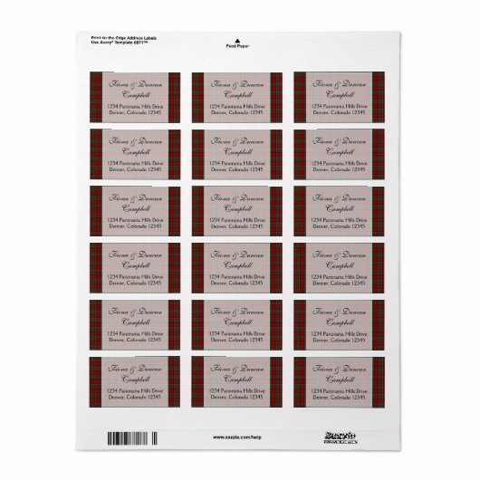 Schotse Royal Stuart Tartan Retouradreslabel Etiket (Full Sheet)