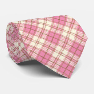 Schotse Roze Tartan Geometrische Patroon Necktie Stropdas