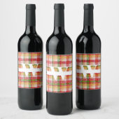 Schotse ruit aangepaste monogram evenement thema wijn etiket (Flessen)