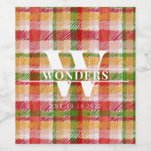 Schotse ruit aangepaste monogram evenement thema wijn etiket (Enkel label)