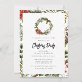 Schotse ruit bloemenrode bessen kerstfeest tartan kaart (Voorkant)