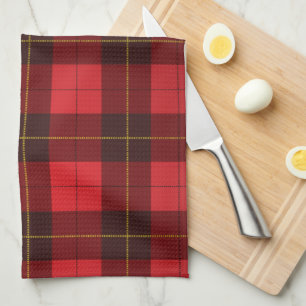 Schotse ruit Clan Wallace Rood Zwart Geruit Tartan Theedoek