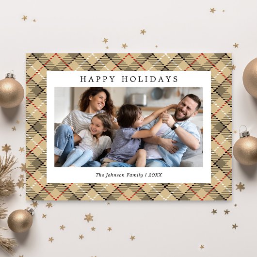 Schotse ruit foto Kerstmis Feestdagenkaart