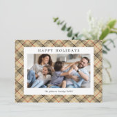 Schotse ruit foto Kerstmis Feestdagenkaart (Staand voorkant)