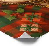 Schotse ruit Kerstman Kerstontwerp Poster (Hoek)