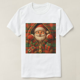 Schotse ruit Kerstman Kerstontwerp T-shirt