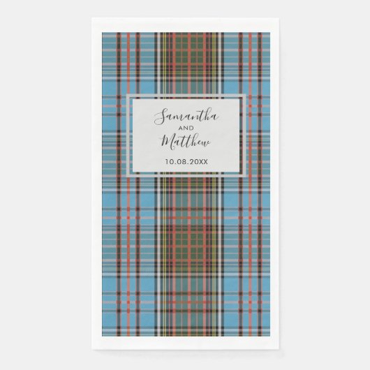 Schotse ruit rustieke script bruiloft tartan servet (Voorkant)