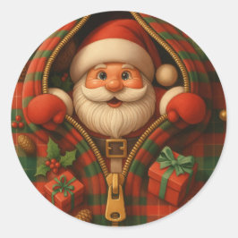 Schotse Santa Claus Kerstontwerp Ronde Sticker