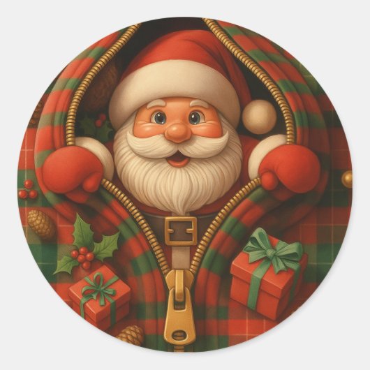 Schotse Santa Claus Kerstontwerp Ronde Sticker (Voorkant)