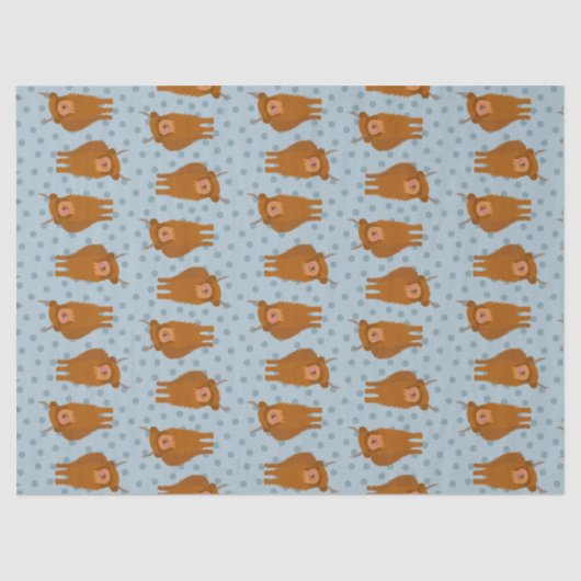 Schotse Schotse hoerkraan op blauwe pokadots Tissuepapier (Voorkant)