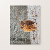 Schotse Schotse hoerse koe in de sneeuw Legpuzzel (Verticaal)