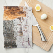 Schotse Schotse hoerse koe in de sneeuw Theedoek (Quarter Fold)