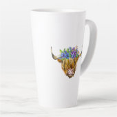 Schotse Schotse Koe met de Waterverf Flowers Latte Mok (Rechterhoek)