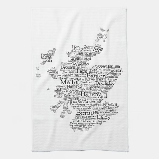 Schotse Slang Woord Kaart Keukenhanddoek (Verticaal)