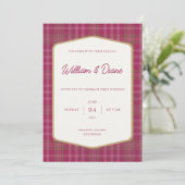 Schotse Sleutelbloem Tartan Uitnodiging (Staand voorkant)