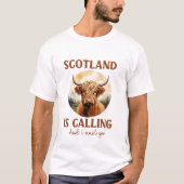 Schotse T-Shirt Highland Koe, Schotse Koe Tshirt (Voorkant)