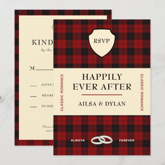 SCHOTSE TARTAN BOEKCOVER | TROUW-RSVP KAART (Voorkant / Achterkant)