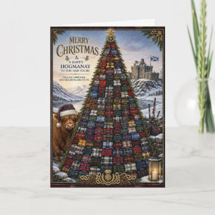 Schotse Tartan Boom Hogmanay Kerstkaart Kaart