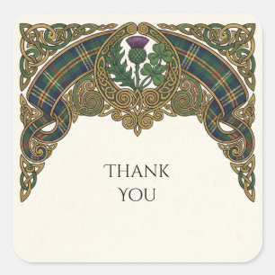 Schotse Tartan Dankjewelingssticker Vierkante Sticker