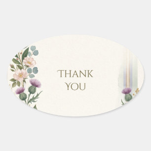 Schotse Tartan Distel Bloemige Bedank Sticker