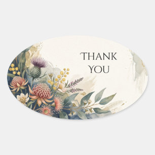Schotse Tartan Distel Bloemige Bedank Sticker