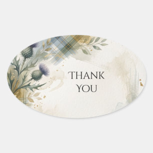 Schotse Tartan Distel Bloemige Bedank Sticker