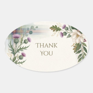 Schotse Tartan Distel Bloemige Bedank Sticker