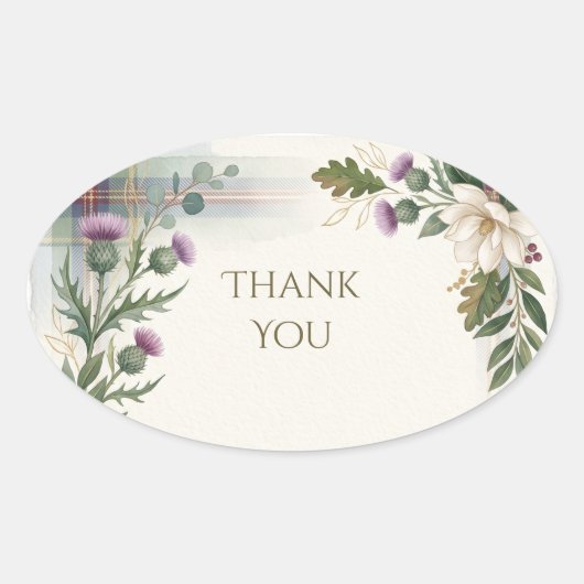 Schotse Tartan Distel Bloemige Bedank Sticker (Voorkant)