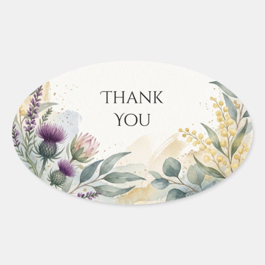 Schotse Tartan Distel Bloemige Bedank Sticker (Voorkant)