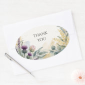 Schotse Tartan Distel Bloemige Bedank Sticker (Envelop)