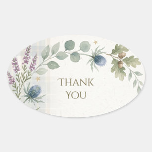 Schotse Tartan Distel Bloemige Bedank Sticker