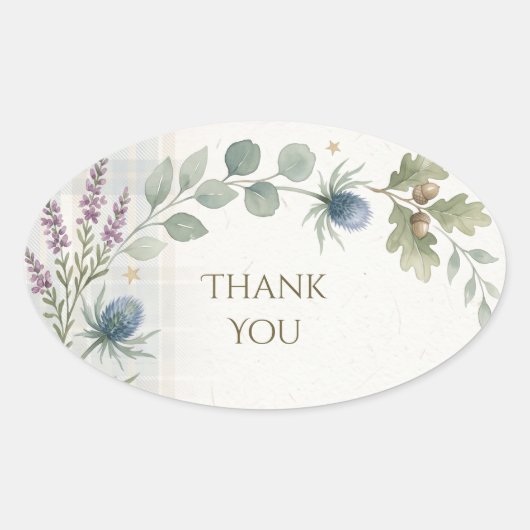Schotse Tartan Distel Bloemige Bedank Sticker (Voorkant)