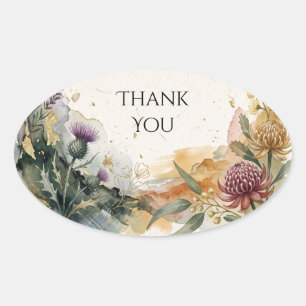 Schotse Tartan Distel Bloemige Bedank Sticker