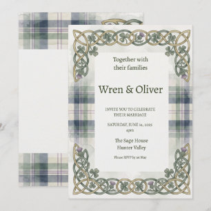 Schotse Tartan Keltische Knoopwerk Huwelijksuitnod Kaart