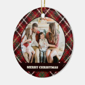 Schotse Tartan kerst foto Keramisch Ornament (Links)
