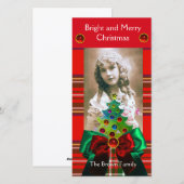 SCHOTSE TARTAN, KERSTBOOM EN RODE GROENE LINTEN FEESTDAGENKAART (Voorkant / Achterkant)