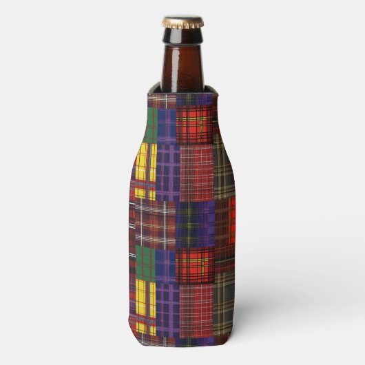 Schotse Tartan Patchwork Flesjeskoeler (Fles Voorkant)