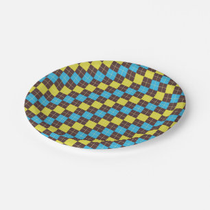 Schotse tartan-patroon uit de jaren 70 papieren bordje