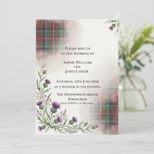 Schotse Tartan Plaid Distel Traditionele Trouw Kaart