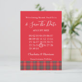 Schotse Tartan Plaid Keltische Symbolen Trouwjurk Save The Date (Staand voorkant)