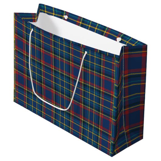  Schotse Tartan Plaids, blauw, rood, geel Groot Cadeauzakje (Voorkant Gekanteld)