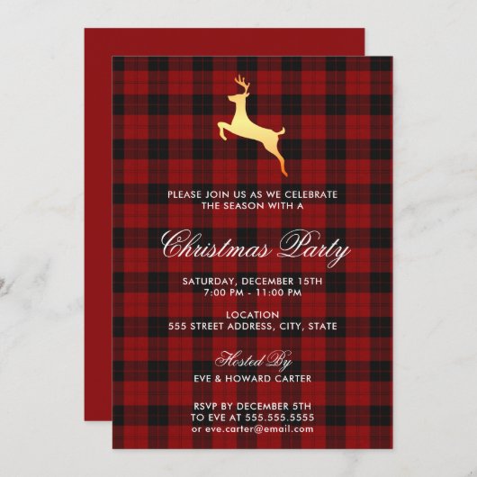 Schotse Tartan Rendier Kerstfeest Kaart (Voorkant / Achterkant)