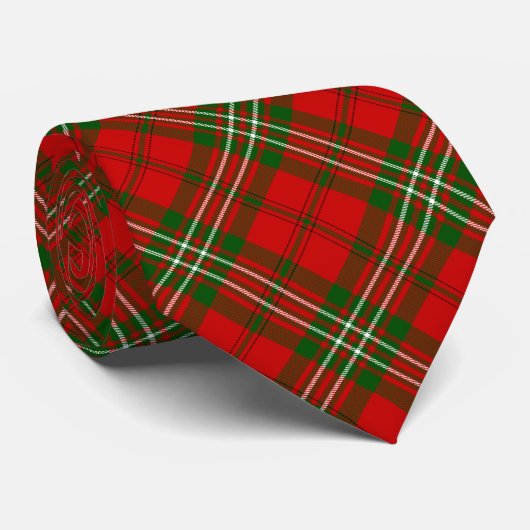 Schotse tartan rood groen ruit stropdas (Opgerold)