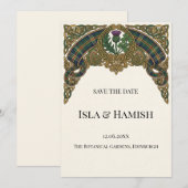 Schotse Tartan Save the Date Kaart (Voorkant / Achterkant)