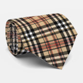 Schotse Tartan Tan Op maat gemaakte stropdas (Opgerold)
