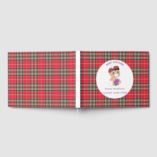 Schotse Tartan |Thistle Baby shower gepersonalisee Gastenboek (Volledig)