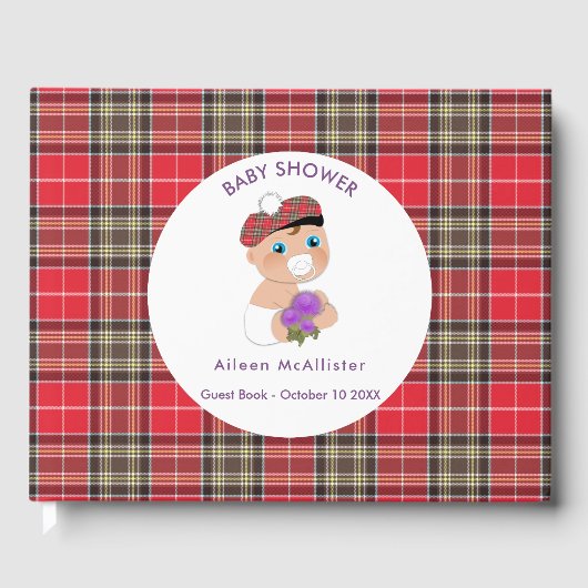 Schotse Tartan |Thistle Baby shower gepersonalisee Gastenboek (Voorkant)