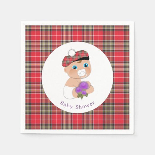 Schotse Tartan |Thistle Baby shower gepersonalisee Servetten (Voorkant)