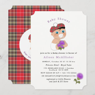 Schotse tartan  Thistle Flower Cute Baby shower Kaart